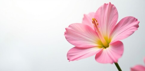 Fototapeta premium Delicate flower with soft petals on white background, floral, delicate flower