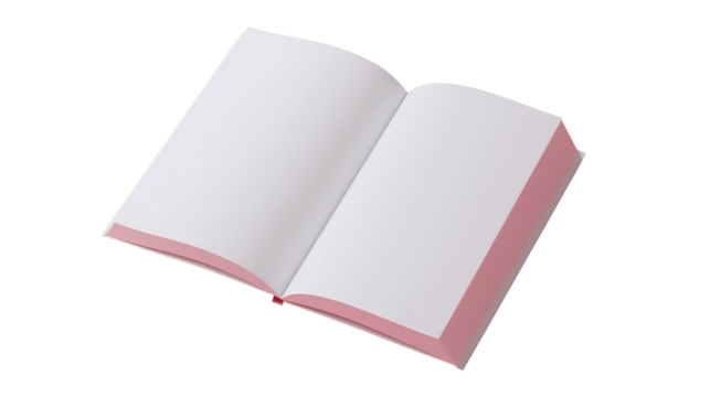 3D Mockup of Opened Blank A4 Magazine on PNG Transparent Background
