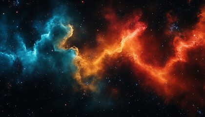 Fototapeta premium Cosmic Nebula: Fiery & Icy Clouds Collide.