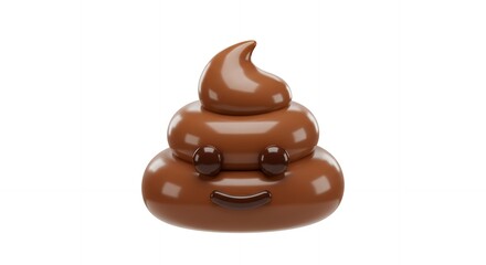 3D Rendered Poop Emoji with Glossy Texture and Mischievous Smile