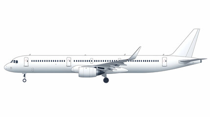 White Passenger Airplane Side View Illustration