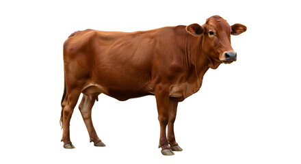 Stunning Red Cow Isolated on White Background Farm Animal Photography