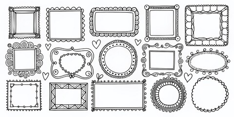 Bullet Journal Doodle Frames: Hand-Drawn Black Borders for Planners & Notebooks