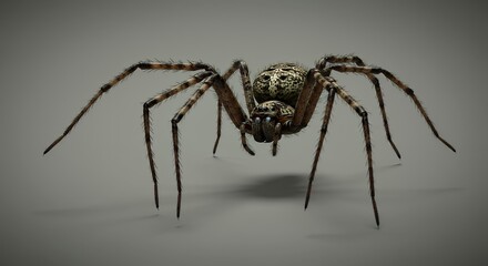 Realistic Stylized Spider with Detailed Texture on Simple Background