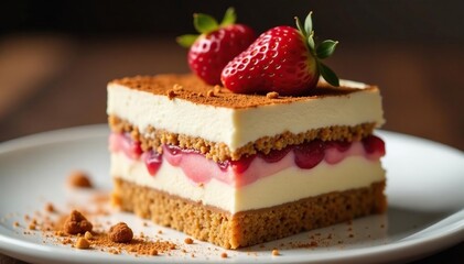 Individual portion of tiramisu, showcasing texture and layers , portion, high-resolution, ladyfingers