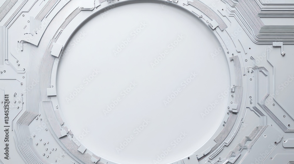 Poster abstract circuit board with empty circle center, futuristic background