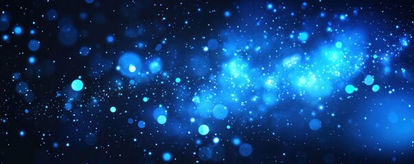 Abstract blue bokeh lights background.