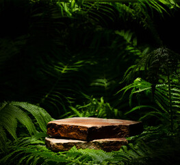 cosmetic podium background with natural stones with texture