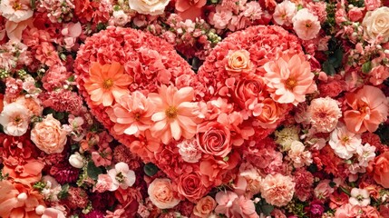 A heart shape created from an arrangement of beautiful flowers