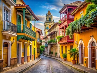 Obraz premium Cartagena Colombia: Vibrant Street Life & Colonial Architecture Documentary Photography