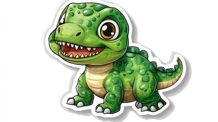 Fototapeta premium Cute cartoon dinosaur sticker