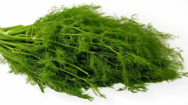 Fresh dill herb arranged on a white background ready for culinary use in various dishes and recipes