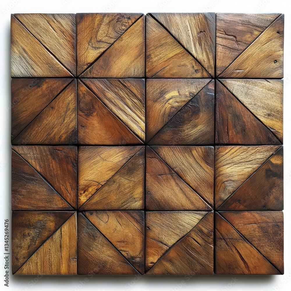 Poster mosaic wood tiles with geometric pattern for background design element