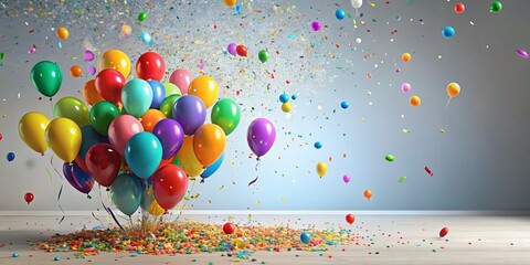 Celebrating Work Anniversary: Colorful Confetti & Balloons Clipart