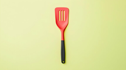 Red Spatula On Pale Green Background