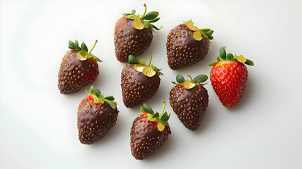 Chocolate Covered Strawberries On White Background