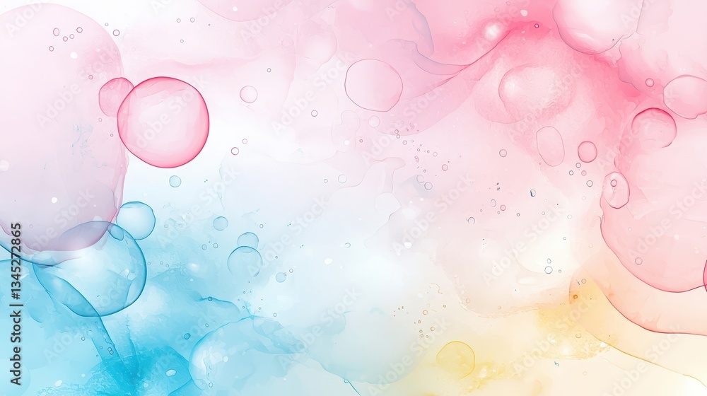 Poster colorful bubbles floating on a dynamic background, an abstract art representation