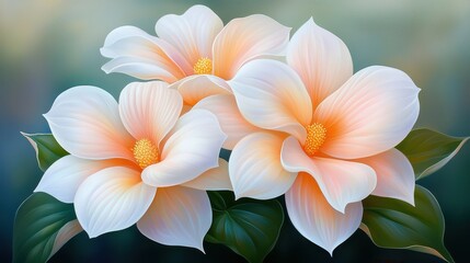 Fototapeta premium Elegant white flowers in bloom, a serene blue background nature photography for wallpaper