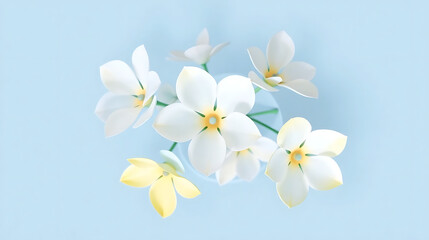 Fototapeta premium The image shows a cluster of abstract flowers with soft, pastel colors. The flowers are primarily in shades of blue, yellow2 