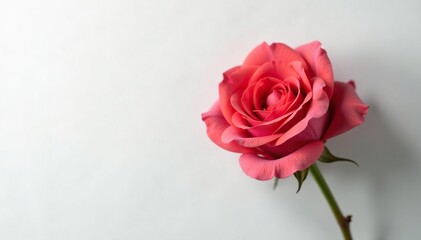 Single rose on white background with soft focus, roses, flowers, romantic flowers