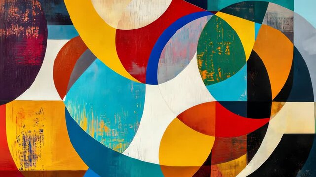 Abstract geometric art with colorful intersecting shapes, modern and dynamic aesthetic, clean background