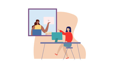 Online learning concept vector illustration