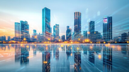 Futuristic Cityscape:  A Stunning Reflection of Urban Progress and Technological Advancement