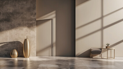 Modern Minimalist Space with Golden Decor Accents