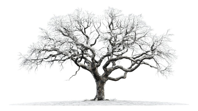 Majestic snow covered tree standing on a snowy patch with transparent background - Powered by Adobe