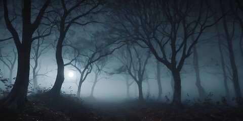 Obraz premium Spooky Forest at Night Halloween