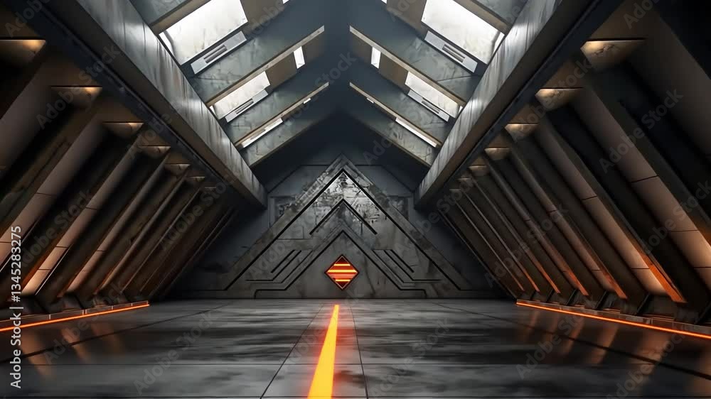 Aufkleber futuristic corridor with angular design