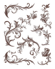 Creative 2D Doodle Floral Illustrations on White Background