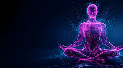 Abstract Glowing Figure In Meditation Pose