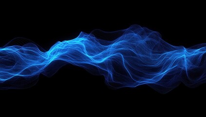 Abstract blue wave flowing on black background. (1)