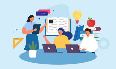 Online learning concept vector illustration