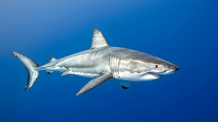Fototapeta premium Great White Shark Underwater Profile View
