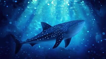 Whale Shark in a Mystical Blue Ocean