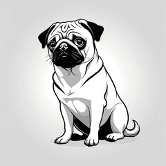 話しを聞く愛犬のパグ