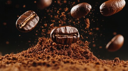 Captivating Coffee Bean Cascade Use for Coffee Promotion, Brand Building, or Design