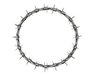 Barbed wire circle isolated on transparent background