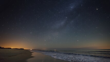 Fototapeta premium Breathtaking desert at night with smooth dunes under moonlit sky, quiet and magical scene