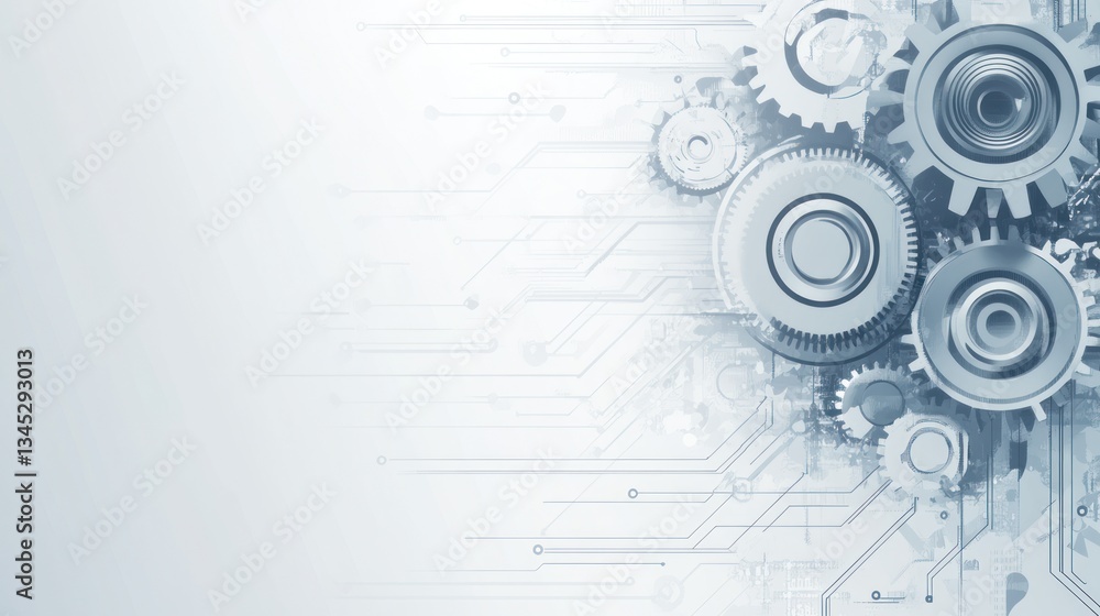 Poster abstract gears and circuit technology background. use for tech brochures or presentations
