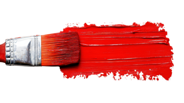 Paintbrush painting red stroke on transparent background - Powered by Adobe