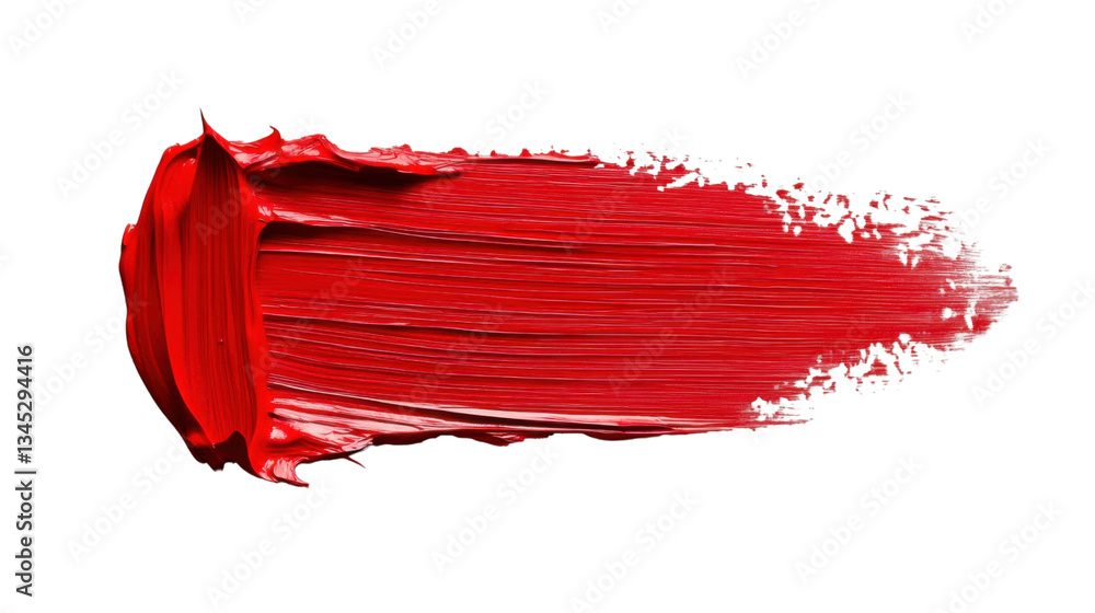 Poster red paint brush stroke creating a vivid texture on transparent background