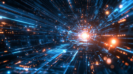 Digital backdrop ideal for showcasing technological processes, neural networks, artificial intelligence
