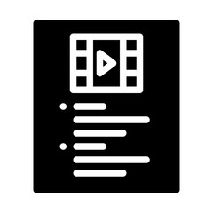 movie script. This is a vector single icon with a solid style. Suitable for any purpose, such as website design, mobile app design, logo design, pattern design, etc.