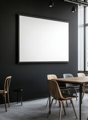 Modern conference room with a blank projector screen.