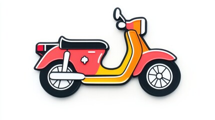 Fototapeta premium Bright Colorful Scooter Icon with Retro Design for Modern Urban Transportation and Travel Concepts