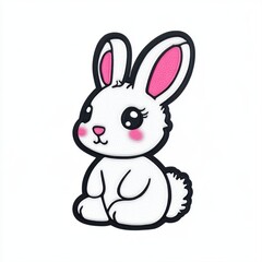 Cute cartoon rabbit illustration with pink ears and fluffy tail for children's designs and creative projects