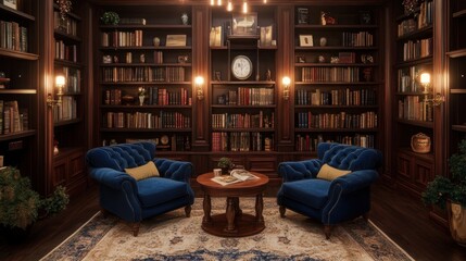 Serene Library Interior: A Haven for Book Lovers